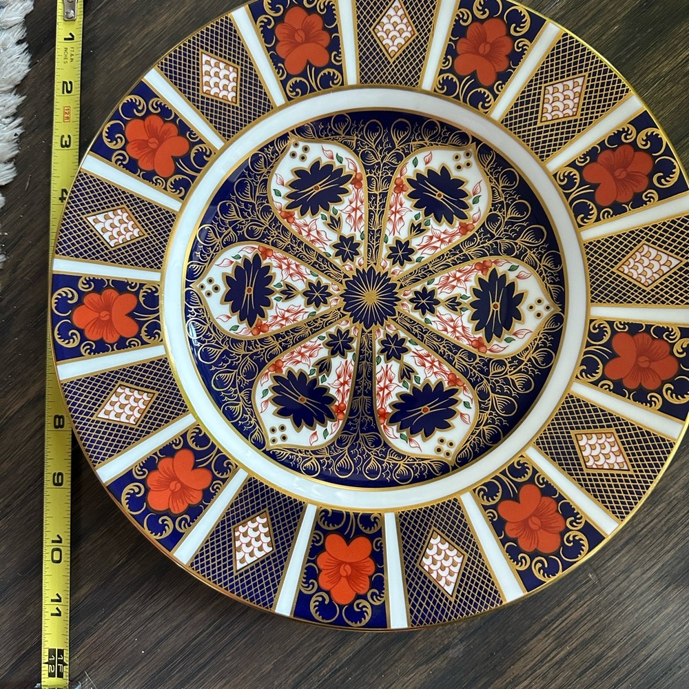 Royal Crown Derby Blue and Orange Imari Dinnerware Plate
